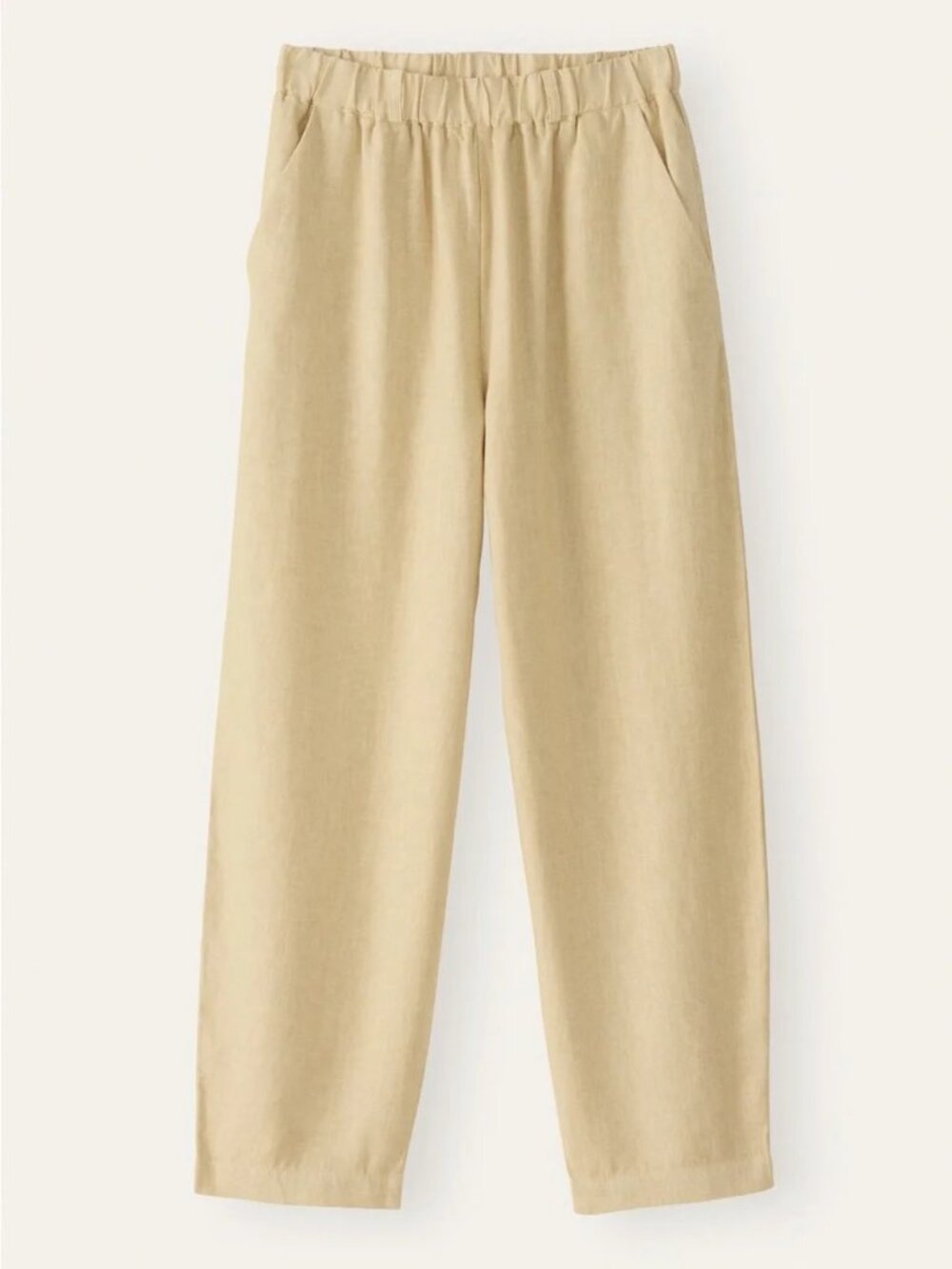 POETRY - CROPPED TROUSERS Garment-dyed linen sz 12 - Butter yellow 100% Linen